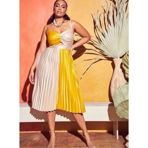 Melissa Mercedes x ELOQUII Colorblocked Dress With Pleated Skirt Size 22